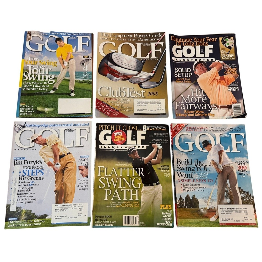 Lot of 6 Vintage Golf Magazine & Golf Illustrated 2007-2008 ClubTest Adam Scott